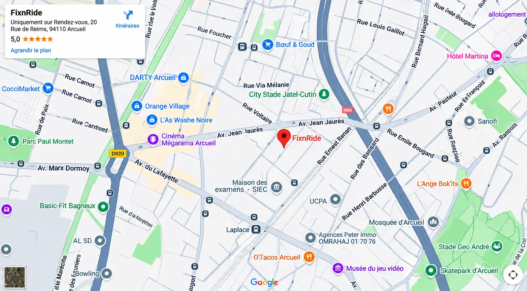 Carte FixNRide Arcueil